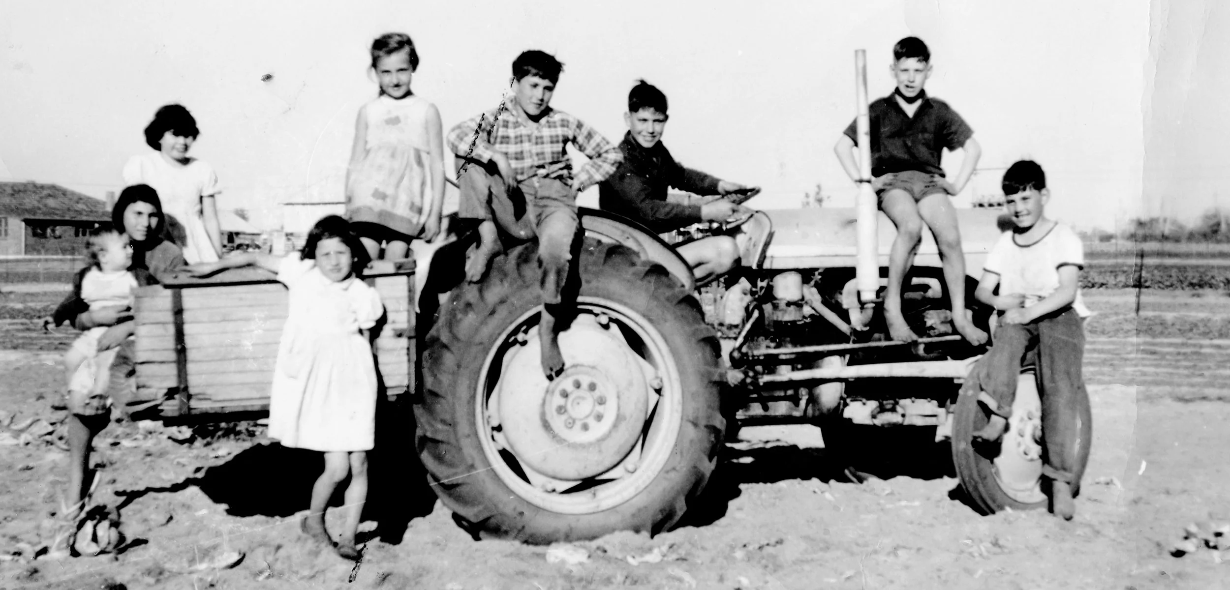 Kids on a new tractor. 1961 Osborne Park WA